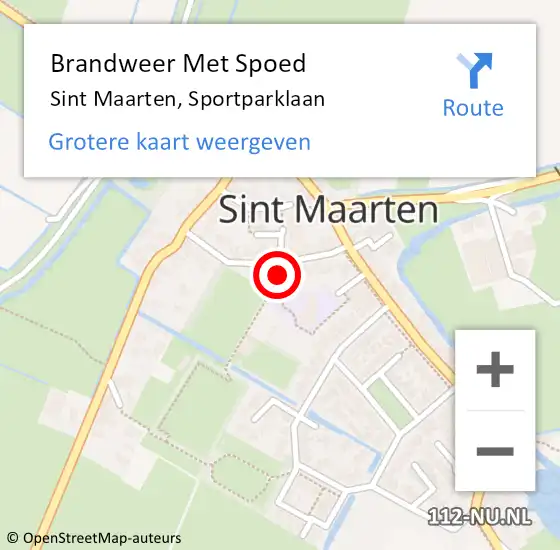 Locatie op kaart van de 112 melding: Brandweer Met Spoed Naar Sint Maarten, Sportparklaan op 28 juli 2021 21:56