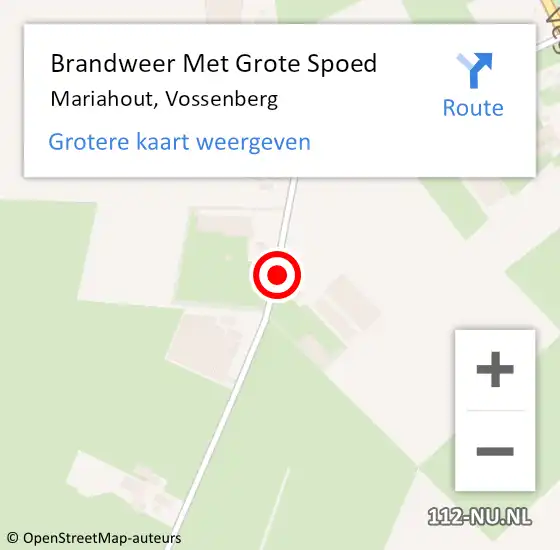 Locatie op kaart van de 112 melding: Brandweer Met Grote Spoed Naar Mariahout, Vossenberg op 28 juli 2021 21:57