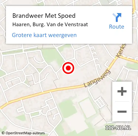 Locatie op kaart van de 112 melding: Brandweer Met Spoed Naar Haaren, Burg. Van de Venstraat op 28 juli 2021 22:00