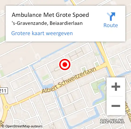 Locatie op kaart van de 112 melding: Ambulance Met Grote Spoed Naar 's-Gravenzande, Beiaardierlaan op 28 juli 2021 22:13