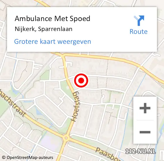 Locatie op kaart van de 112 melding: Ambulance Met Spoed Naar Nijkerk, Sparrenlaan op 28 juli 2021 23:13