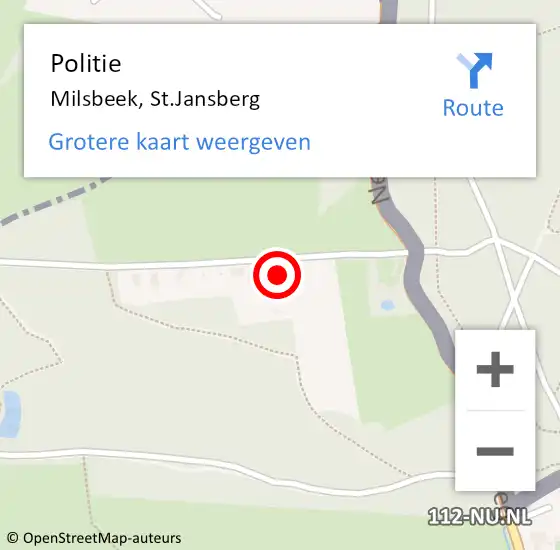 Locatie op kaart van de 112 melding: Politie Milsbeek, St.Jansberg op 28 juli 2021 23:48