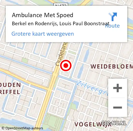 Locatie op kaart van de 112 melding: Ambulance Met Spoed Naar Berkel en Rodenrijs, Louis Paul Boonstraat op 28 juli 2021 23:57