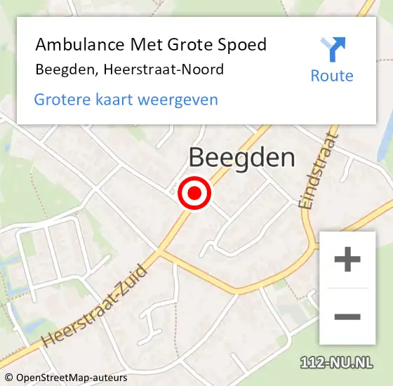 Locatie op kaart van de 112 melding: Ambulance Met Grote Spoed Naar Beegden, Heerstraat-Noord op 29 juli 2021 01:41