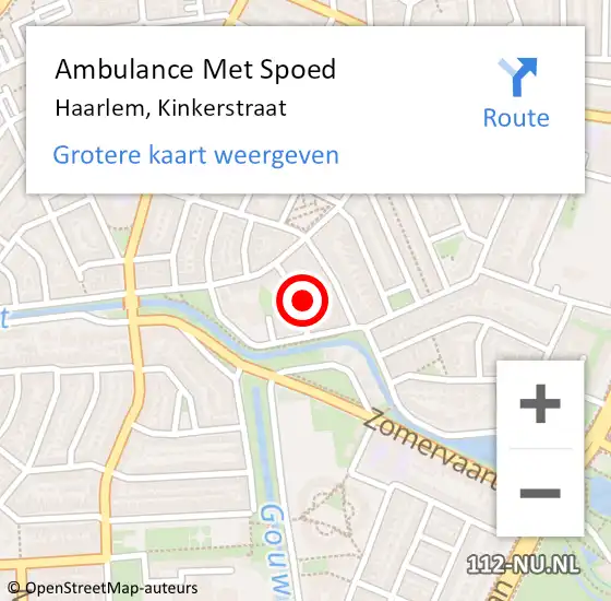 Locatie op kaart van de 112 melding: Ambulance Met Spoed Naar Haarlem, Kinkerstraat op 29 juli 2021 01:44