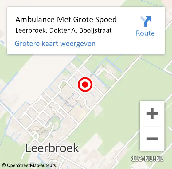 Locatie op kaart van de 112 melding: Ambulance Met Grote Spoed Naar Leerbroek, Dokter A. Booijstraat op 29 juli 2021 01:55