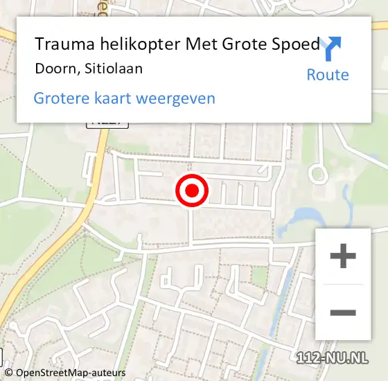 Locatie op kaart van de 112 melding: Trauma helikopter Met Grote Spoed Naar Doorn, Sitiolaan op 29 juli 2021 01:58