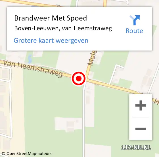 Locatie op kaart van de 112 melding: Brandweer Met Spoed Naar Boven-Leeuwen, van Heemstraweg op 29 juli 2021 04:01