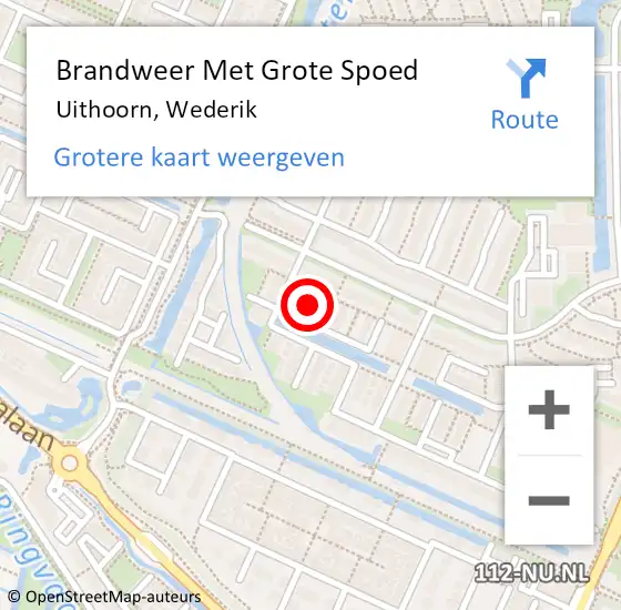 Locatie op kaart van de 112 melding: Brandweer Met Grote Spoed Naar Uithoorn, Wederik op 29 juli 2021 07:47