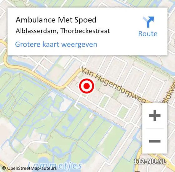 Locatie op kaart van de 112 melding: Ambulance Met Spoed Naar Alblasserdam, Thorbeckestraat op 29 juli 2021 08:34