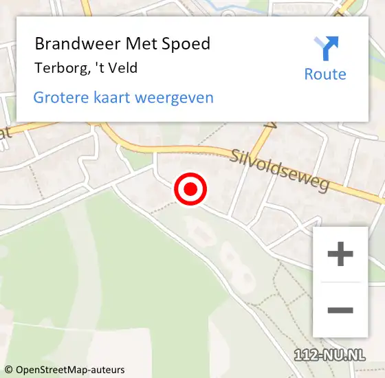 Locatie op kaart van de 112 melding: Brandweer Met Spoed Naar Terborg, 't Veld op 29 juli 2021 08:40