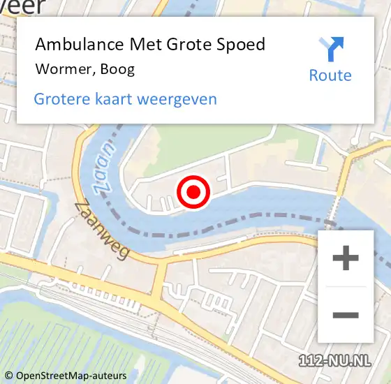 Locatie op kaart van de 112 melding: Ambulance Met Grote Spoed Naar Wormer, Boog op 29 juli 2021 09:06