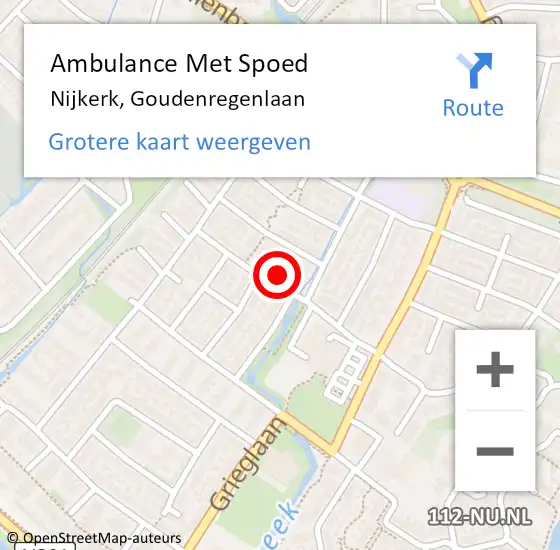 Locatie op kaart van de 112 melding: Ambulance Met Spoed Naar Nijkerk, Goudenregenlaan op 29 juli 2021 09:14