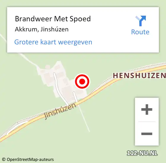 Locatie op kaart van de 112 melding: Brandweer Met Spoed Naar Akkrum, Jinshúzen op 29 juli 2021 09:49