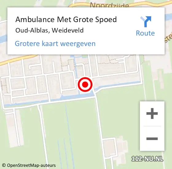 Locatie op kaart van de 112 melding: Ambulance Met Grote Spoed Naar Oud-Alblas, Weideveld op 29 juli 2021 09:56