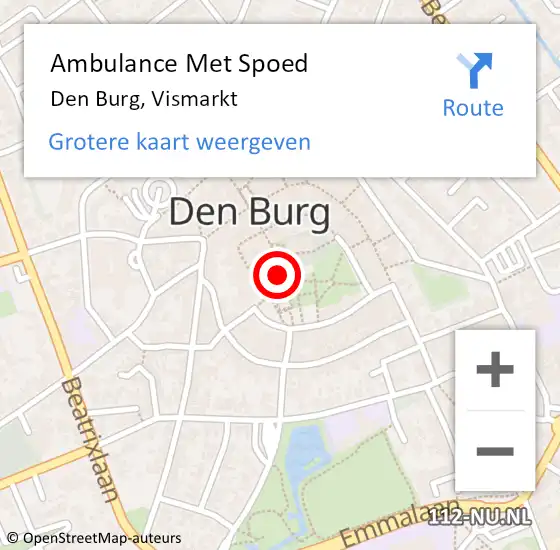 Locatie op kaart van de 112 melding: Ambulance Met Spoed Naar Den Burg, Vismarkt op 29 juli 2021 10:05