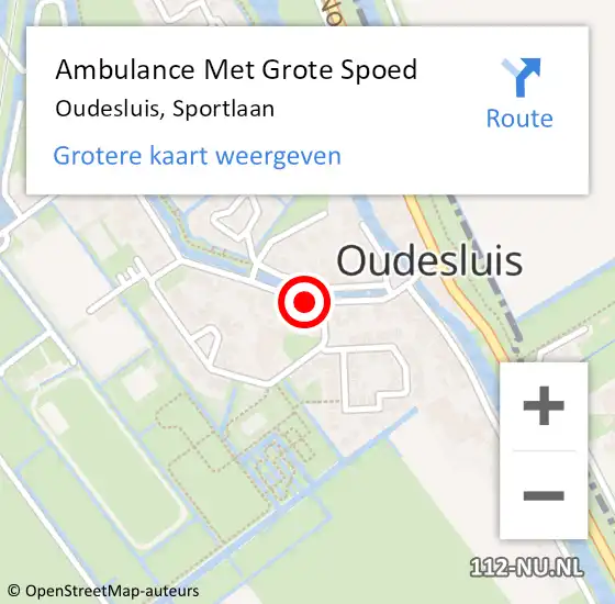 Locatie op kaart van de 112 melding: Ambulance Met Grote Spoed Naar Oudesluis, Sportlaan op 29 juli 2021 10:15