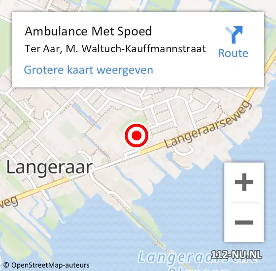 Locatie op kaart van de 112 melding: Ambulance Met Spoed Naar Ter Aar, M. Waltuch-Kauffmannstraat op 29 juli 2021 10:17
