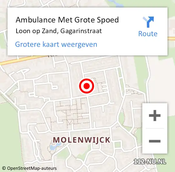 Locatie op kaart van de 112 melding: Ambulance Met Grote Spoed Naar Loon op Zand, Gagarinstraat op 18 juni 2014 08:42