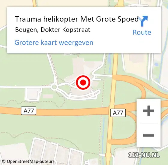 Locatie op kaart van de 112 melding: Trauma helikopter Met Grote Spoed Naar Beugen, Dokter Kopstraat op 29 juli 2021 10:27