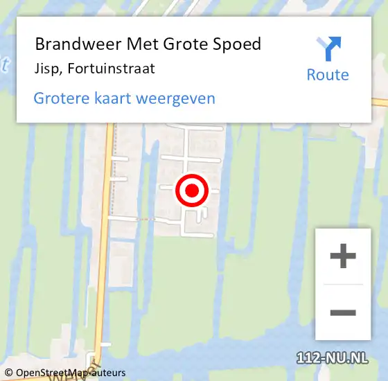 Locatie op kaart van de 112 melding: Brandweer Met Grote Spoed Naar Jisp, Fortuinstraat op 29 juli 2021 10:50