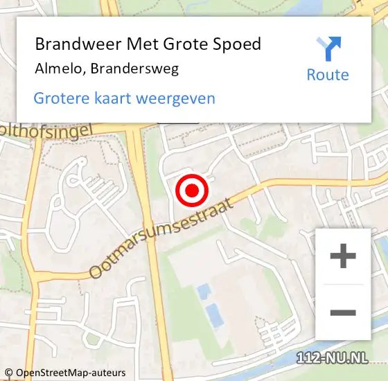 Locatie op kaart van de 112 melding: Brandweer Met Grote Spoed Naar Almelo, Brandersweg op 29 juli 2021 11:07