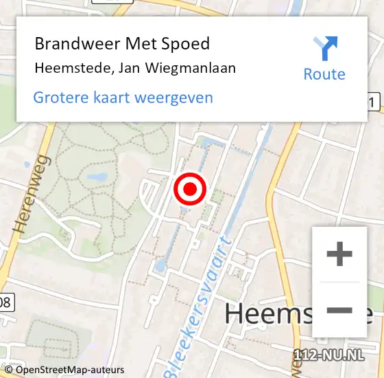 Locatie op kaart van de 112 melding: Brandweer Met Spoed Naar Heemstede, Jan Wiegmanlaan op 29 juli 2021 11:10