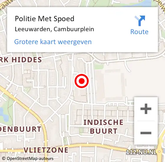 Locatie op kaart van de 112 melding: Politie Met Spoed Naar Leeuwarden, Cambuurplein op 29 juli 2021 11:16