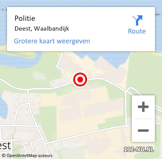 Locatie op kaart van de 112 melding: Politie Deest, Waalbandijk op 29 juli 2021 11:17