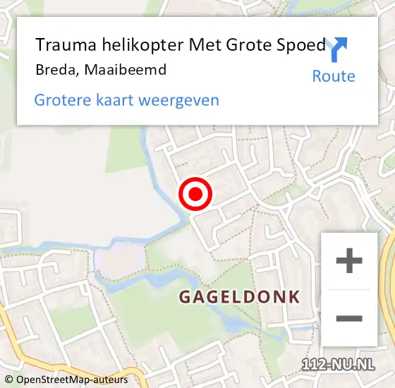 Locatie op kaart van de 112 melding: Trauma helikopter Met Grote Spoed Naar Breda, Maaibeemd op 29 juli 2021 11:30