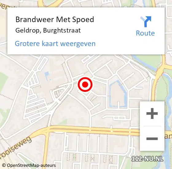 Locatie op kaart van de 112 melding: Brandweer Met Spoed Naar Geldrop, Burghtstraat op 29 juli 2021 11:33