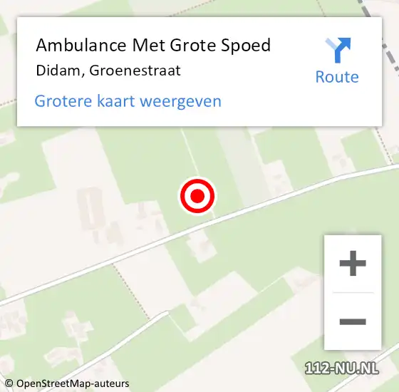 Locatie op kaart van de 112 melding: Ambulance Met Grote Spoed Naar Didam, Groenestraat op 29 juli 2021 11:49