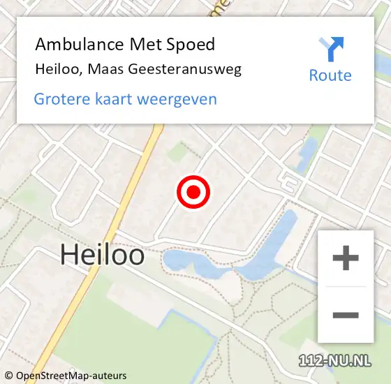 Locatie op kaart van de 112 melding: Ambulance Met Spoed Naar Heiloo, Maas Geesteranusweg op 29 juli 2021 11:55