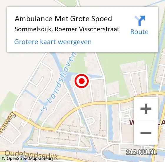 Locatie op kaart van de 112 melding: Ambulance Met Grote Spoed Naar Sommelsdijk, Roemer Visscherstraat op 29 juli 2021 12:04