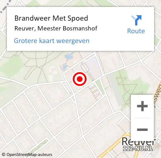 Locatie op kaart van de 112 melding: Brandweer Met Spoed Naar Reuver, Meester Bosmanshof op 29 juli 2021 12:08