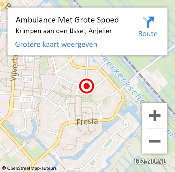 Locatie op kaart van de 112 melding: Ambulance Met Grote Spoed Naar Krimpen aan den IJssel, Anjelier op 29 juli 2021 12:49