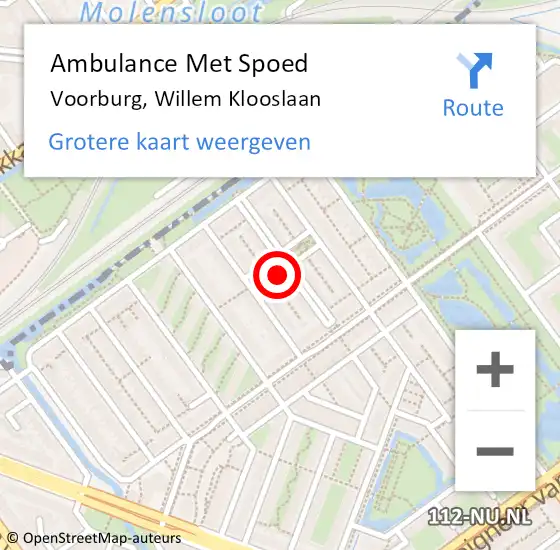 Locatie op kaart van de 112 melding: Ambulance Met Spoed Naar Voorburg, Willem Klooslaan op 29 juli 2021 12:51