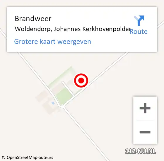 Locatie op kaart van de 112 melding: Brandweer Woldendorp, Johannes Kerkhovenpolder op 29 juli 2021 13:06