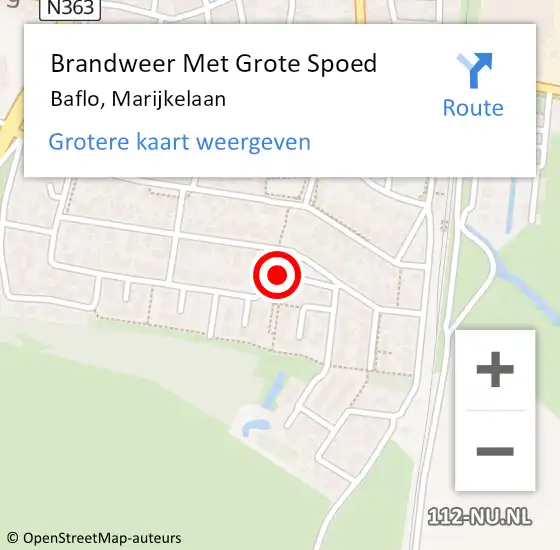 Locatie op kaart van de 112 melding: Brandweer Met Grote Spoed Naar Baflo, Marijkelaan op 29 juli 2021 13:37