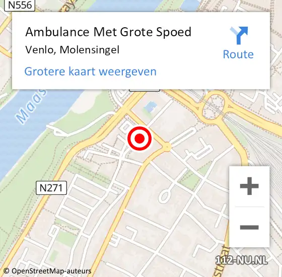 Locatie op kaart van de 112 melding: Ambulance Met Grote Spoed Naar Venlo, Molensingel op 29 juli 2021 13:41