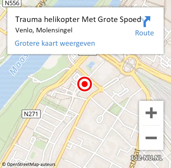 Locatie op kaart van de 112 melding: Trauma helikopter Met Grote Spoed Naar Venlo, Molensingel op 29 juli 2021 13:41