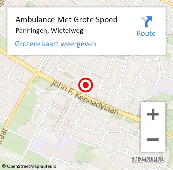 Locatie op kaart van de 112 melding: Ambulance Met Grote Spoed Naar Panningen, Wietelweg op 5 oktober 2013 12:56