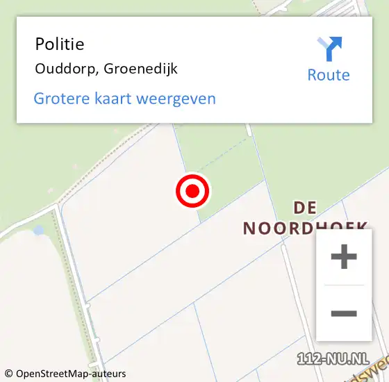 Locatie op kaart van de 112 melding: Politie Ouddorp, Groenedijk op 29 juli 2021 14:04