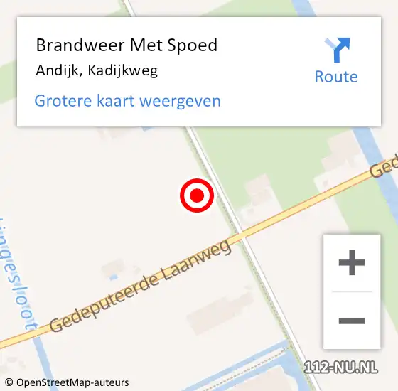 Locatie op kaart van de 112 melding: Brandweer Met Spoed Naar Andijk, Kadijkweg op 29 juli 2021 14:30