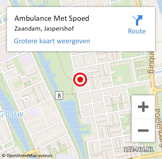 Locatie op kaart van de 112 melding: Ambulance Met Spoed Naar Zaandam, Jaspershof op 29 juli 2021 14:32