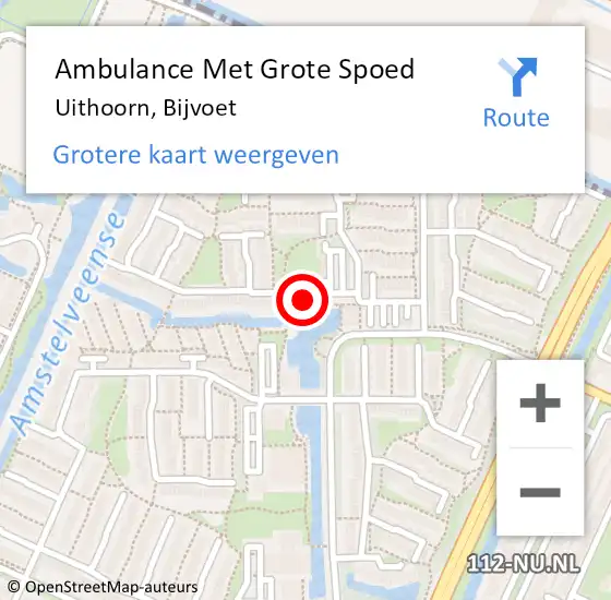 Locatie op kaart van de 112 melding: Ambulance Met Grote Spoed Naar Uithoorn, Bijvoet op 29 juli 2021 14:32