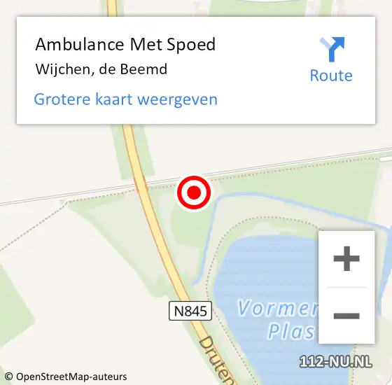 Locatie op kaart van de 112 melding: Ambulance Met Spoed Naar Wijchen, de Beemd op 29 juli 2021 15:02