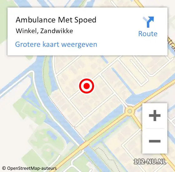 Locatie op kaart van de 112 melding: Ambulance Met Spoed Naar Winkel, Zandwikke op 29 juli 2021 15:02