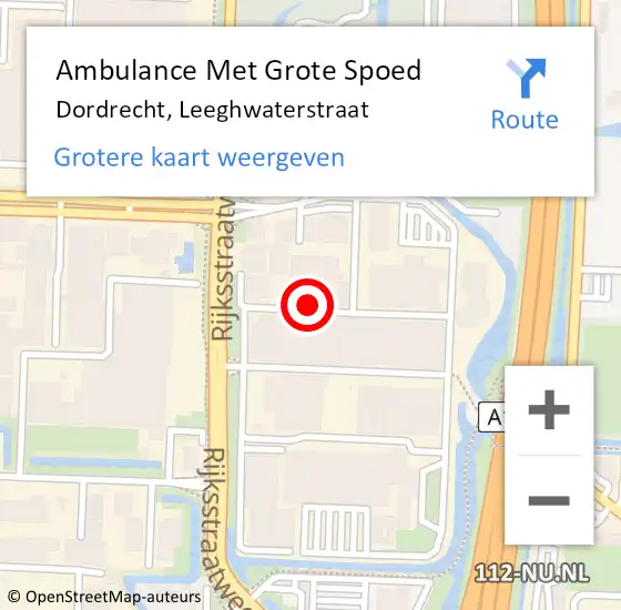 Locatie op kaart van de 112 melding: Ambulance Met Grote Spoed Naar Dordrecht, Leeghwaterstraat op 29 juli 2021 15:40