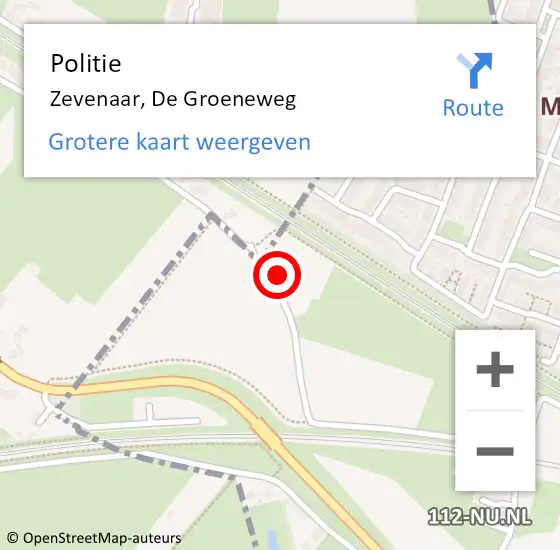 Locatie op kaart van de 112 melding: Politie Zevenaar, De Groeneweg op 29 juli 2021 15:45